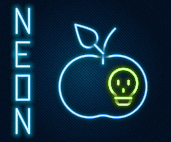 Glowing Neon Line Poison Apple Icon Isolated Black Background Poisoned — Stock Vector