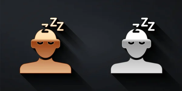 Icono Sueños Dorados Plateados Aislado Sobre Fondo Negro Dormir Descansar — Vector de stock