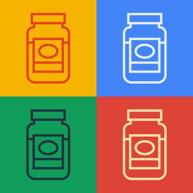 Pop art çizgisi reçel kavanozu simgesi renk arkaplanında izole edildi. Vektör