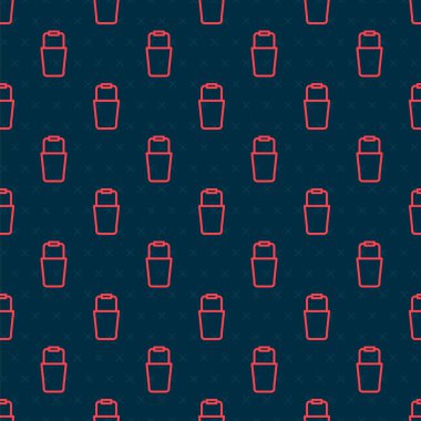 Kırmızı çizgi sauna kova ikonu siyah arkaplanda kusursuz desen izole etti. Vektör