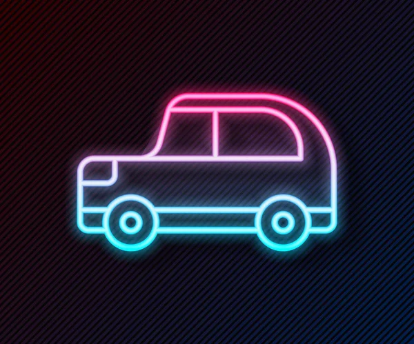 Gloeiende Neon Lijn Auto Pictogram Geïsoleerd Zwarte Achtergrond Vector — Stockvector