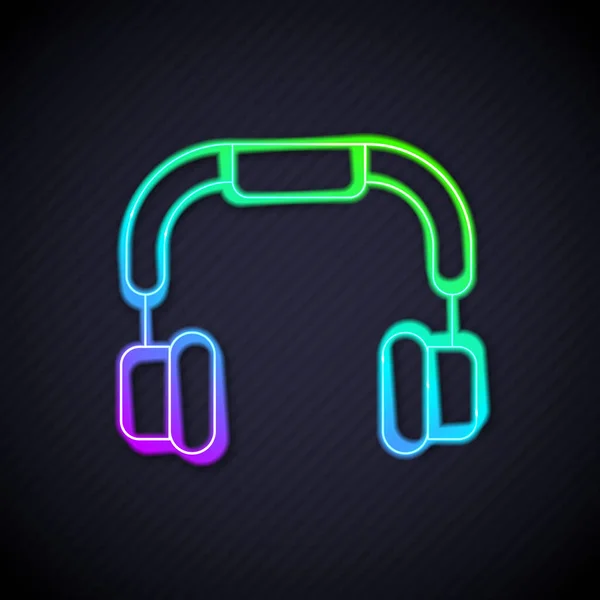 Leuchtende Neon Line Kopfhörer Symbol Isoliert Auf Schwarzem Hintergrund Kopfhörer — Stockvektor