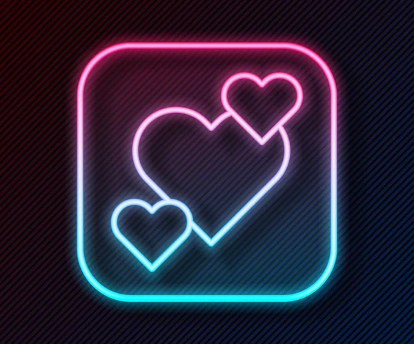 Zářící Neonová Čára Ikona Srdce Izolovaná Černém Pozadí Romantický Symbol — Stockový vektor