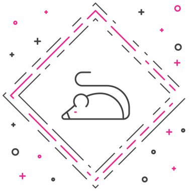 Beyaz arkaplanda çizgi deneysel fare simgesi izole edildi. Renkli taslak konsepti. Vektör