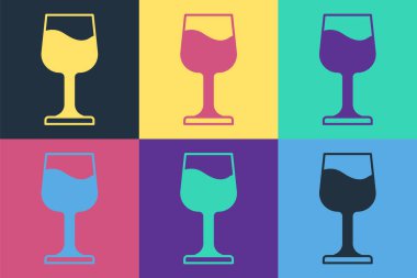 Pop Art şarap kadehi ikonu renk arkaplanda izole edilmiş. Şarap kadehi işareti. Vektör
