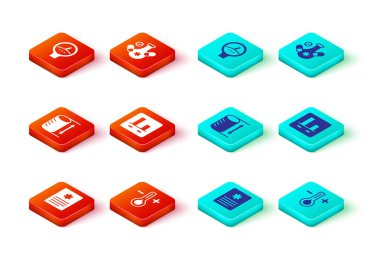 Hasta rekorunu, termometreyi, yükseklik geometrik figürünü, grafik grafiği bilgisini, ilaç hapını ve ölçü simgesini ayarla. Vektör