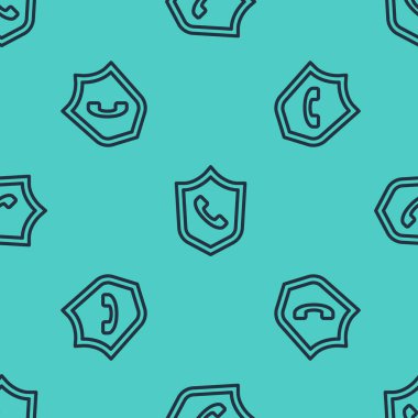 Siyah Hat Telefon 24 saat destek ikonu yeşil arka planda izole edilmiş pürüzsüz desen. Tüm gün müşteri destek merkezi. Tam zamanlı çağrı servisi. Vektör.