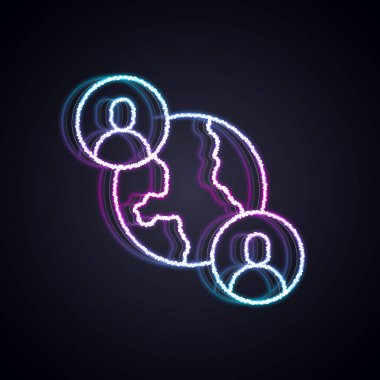 Parlayan neon hattı BFF ya da en iyi arkadaşlar sonsuza kadar siyah arkaplanda izole edilmiş ikon. Vektör.