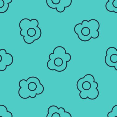 Siyah çizgi çırpılmış yumurta ikonu yeşil arka planda izole edilmiş pürüzsüz desen. Ev yemeği, sahanda yumurta, sağlıklı kahvaltı, omlet ikonu. Vektör