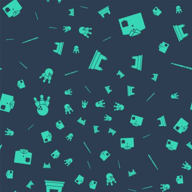 Bilardo masası, bowling tişörtü, iğne ve top ve ipucunu pürüzsüz bir şekilde ayarla. Vektör