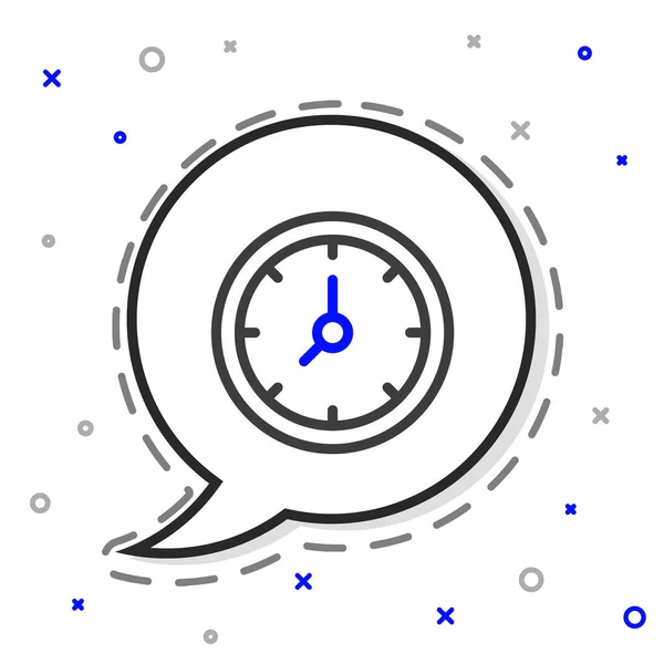 Line Clock Icoon Geïsoleerd Witte Achtergrond Tijdsymbool Kleurrijk Concept Vector — Stockvector