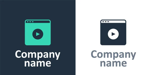 Logotyp Online Spela Video Ikon Isolerad Vit Bakgrund Filmremsa Med — Stock vektor