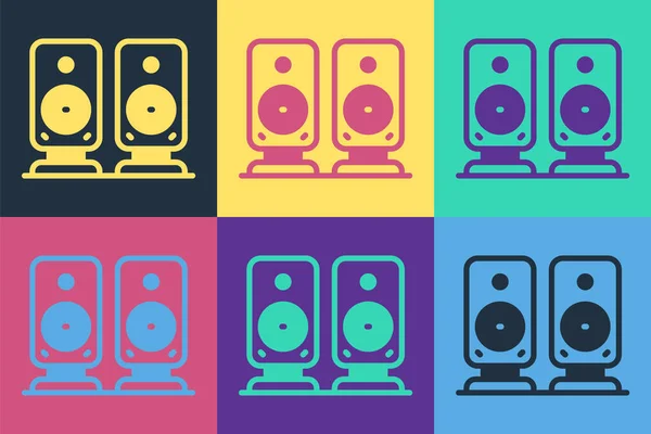 Pop Art Stereo Lautsprechersymbol Isoliert Auf Farbigem Hintergrund Soundsystem Lautsprecher — Stockvektor