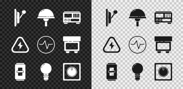 Set Panneau Électrique Diode Électroluminescente Instruments Mesure Interrupteur Ampoule Avec — Image vectorielle