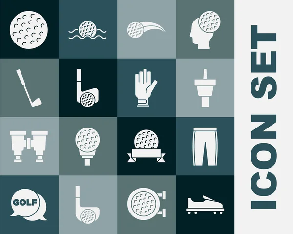 Set Chaussure Golf Pantalon Tee Shirt Balle Club Icône Gant — Image vectorielle