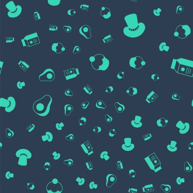 Kek, mantar, avokado meyvesi ve bez paketini kusursuz bir şekilde hazırla. Vektör