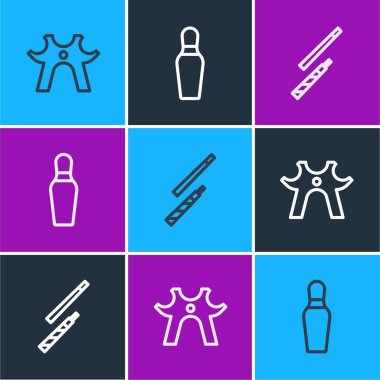 Çizgi, bilardo, işaret ve bovling pin simgesi. Vektör