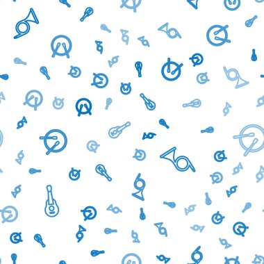 Gitar, trompet, davul ve bagetleri kusursuz desene ayarlayın. Vektör