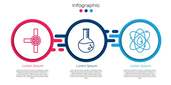 Set Line Industry Pipes Valve Oil Petrol Test Tube Atom — Stock Vector
