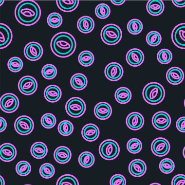 Göz simgesine sahip çizgi madalyonu siyah arka planda izole edilmiş. Gözlü tılsım. Vektör