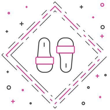 Sauna çizgisi terlik simgesi beyaz arkaplanda izole edildi. Renkli taslak konsepti. Vektör