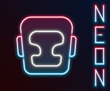 Parlayan neon hattı boks başlığı simgesi siyah arkaplanda izole edildi. Renkli taslak konsepti. Vektör