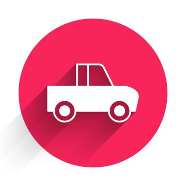 Beyaz kamyonet simgesi uzun gölgeli. Kırmızı daire düğmesi. Vektör