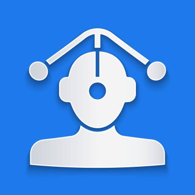 Kağıt kesiği Hipnoz simgesi mavi arka planda izole edildi. Kağıt sanatı tarzı. Vektör