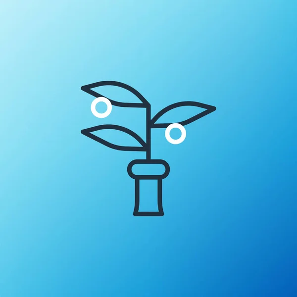 在蓝色背景上孤立的线型植物育种图标 生长在试管中的植物 有机食品 农业和水栽 五彩缤纷的概念 — 图库矢量图片