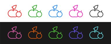 Apple simgesini siyah beyaz arkaplanda izole et. Fazla kilolu. Sağlıklı diyet menüsü. Fitness diyeti elması. Vektör