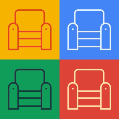Pop sanat çizgisi Armchair simgesi renk arkaplanında izole edildi. Vektör