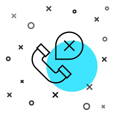 Siyah hat reddedildi veya cevapsız arama simgesi beyaz arkaplanda izole edildi. Telefon ahizesi. Telefon işareti. Rastgele dinamik şekiller. Vektör