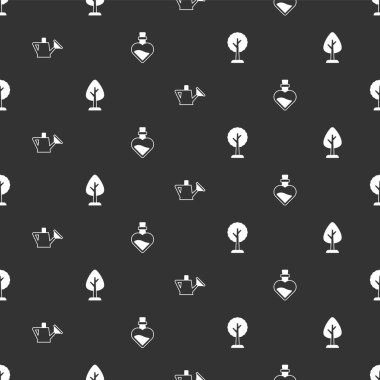 Forest 'ı, Sulama Kutusunu ve aşk iksirini kusursuz desenli bir şekilde hazırla. Vektör