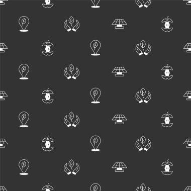 Güneş enerjisi paneli, Apple çekirdeği, yapraklı ve yapraksız desenli konum. Vektör