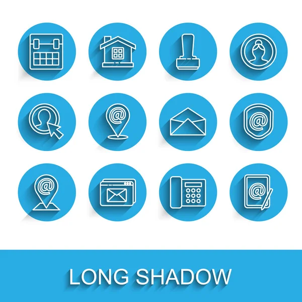 设置线位置 邮件和电子邮件 网站信封 盾牌和信封图标 — 图库矢量图片