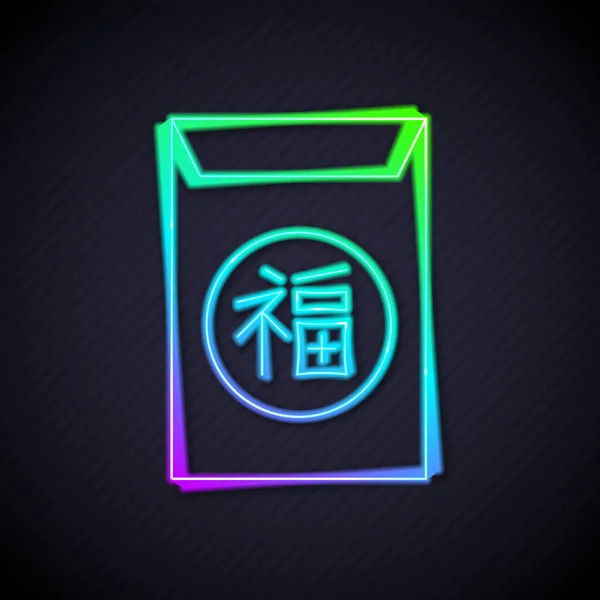 Zářící Neonové Čáry Čínské Nový Rok Ikona Izolované Černém Pozadí — Stockový vektor