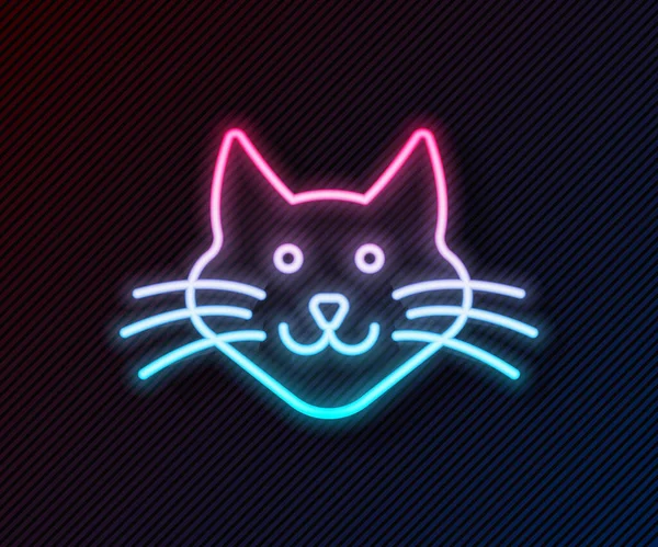 Icono Gato Línea Neón Brillante Aislado Sobre Fondo Negro Vector — Vector de stock