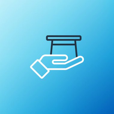 Mavi arka planda, hat sihirbazı şapkası ve el simgesi izole edildi. Sihir numarası. Gizemli eğlence konsepti. Renkli taslak konsepti. Vektör