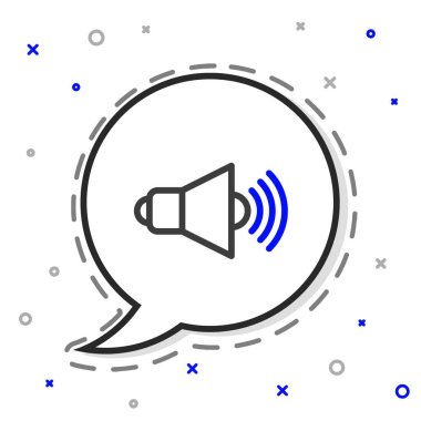 Hat Hoparlörü sesi, ses sembolü, beyaz arkaplanda izole edilmiş medya müzik simgesi. Renkli taslak konsepti. Vektör