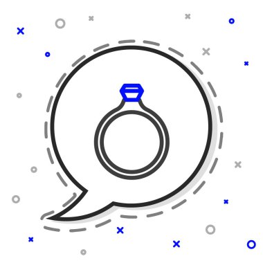 Elmas çizgisi nişan yüzüğü simgesi beyaz arkaplanda izole edildi. Renkli taslak konsepti. Vektör