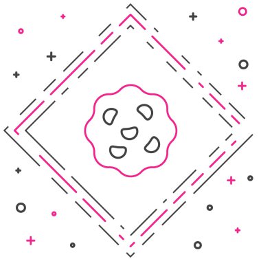 Beyaz arka planda izole edilmiş çikolatalı kurabiye ya da bisküvi. Renkli taslak konsepti. Vektör