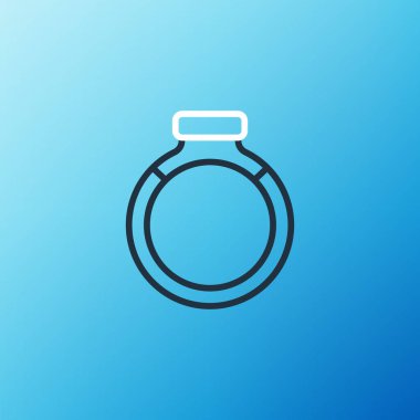 Hat Altın yüzük simgesi mavi arkaplanda izole edildi. Renkli taslak konsepti. Vektör