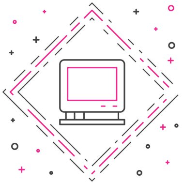 Retro TV simgesi beyaz arkaplanda izole edildi. Televizyon tabelası. Renkli taslak konsepti. Vektör