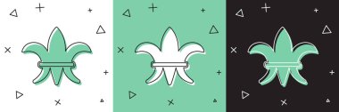 Fleur De Lys simgesini beyaz ve yeşil, siyah arkaplanda izole et. Vektör
