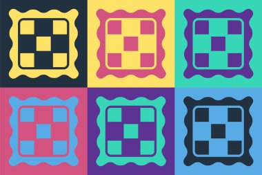 Pop Art Checkered peçete simgesi renk arkaplanında izole edildi. Vektör