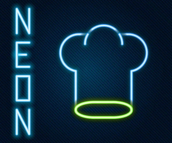 Ligne Néon Brillant Chef Icône Chapeau Isolé Sur Fond Noir — Image vectorielle
