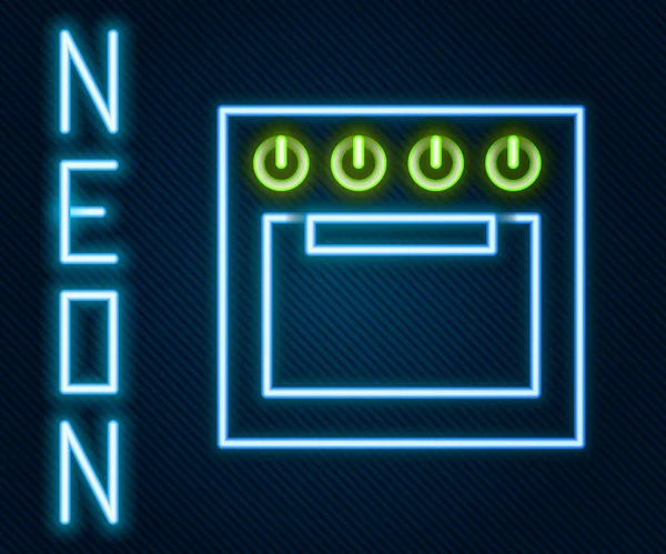 Icono Brillante Línea Neón Horno Aislado Sobre Fondo Negro Letrero — Archivo Imágenes Vectoriales