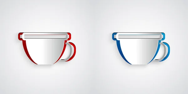 Papier Découpé Icône Tasse Thé Isolé Sur Fond Gris Style — Image vectorielle