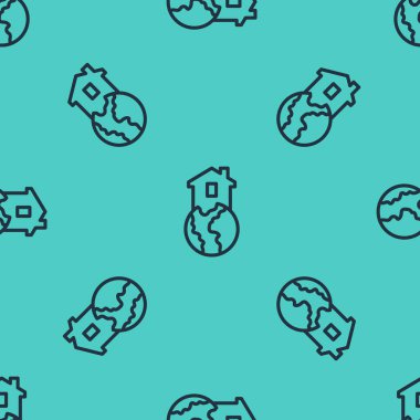 Evsiz ikonlar için siyah çizgi barınağı yeşil arka planda izole edilmiş pürüzsüz desen. Acil durum evleri, evsiz dilenciler ve insanlar için geçici ikametgah. Vektör