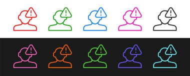 Siyah ve beyaz arkaplanda izole edilmiş psikoloji simgesinde bir sorun bulma satırını ayarla. Vektör